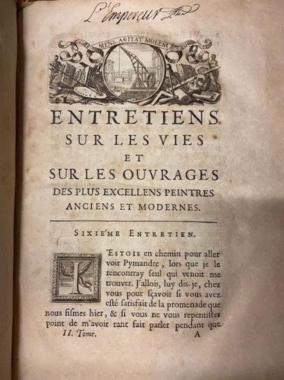[FÉLIBIEN (André)]. Entretiens sur les vies...