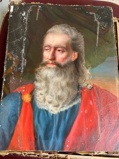 Portrait of a man in a red toga

Oil on panel

21...