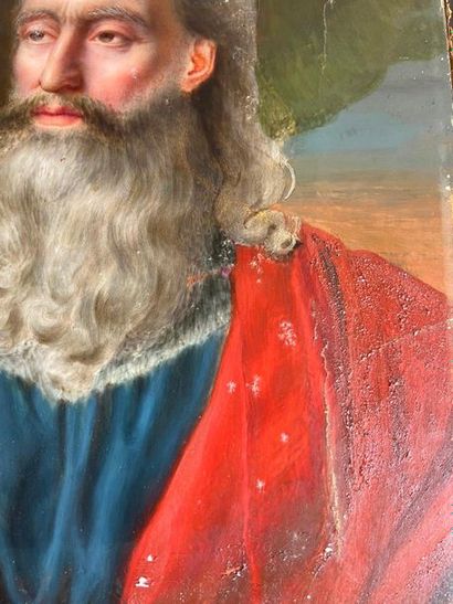 Portrait of a man in a red toga

Oil on panel

21...