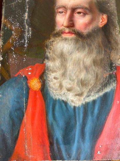 Portrait of a man in a red toga

Oil on panel

21...