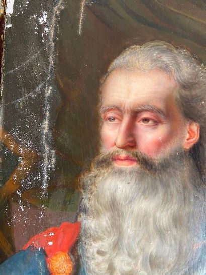 Portrait of a man in a red toga

Oil on panel

21...