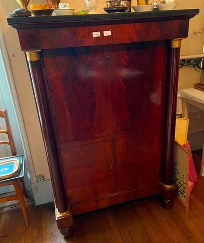 Secretary made of wood and wood veneer opening...