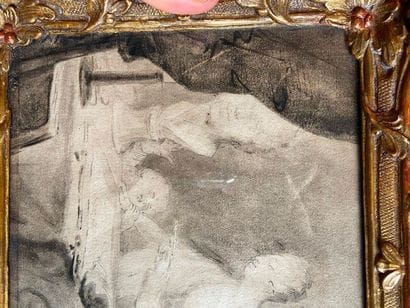 Woman and children

Ink bleach on paper

15...