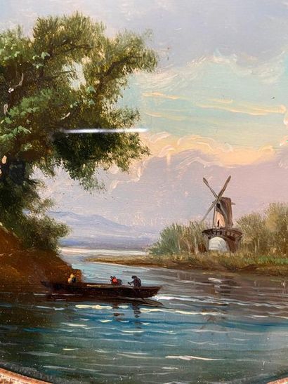 Two oval landscapes fixed under glass

18...