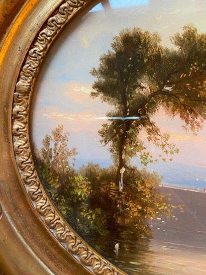 Two oval landscapes fixed under glass

18...