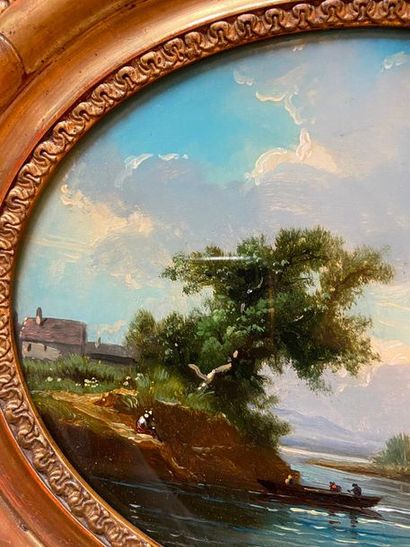 Two oval landscapes fixed under glass

18...