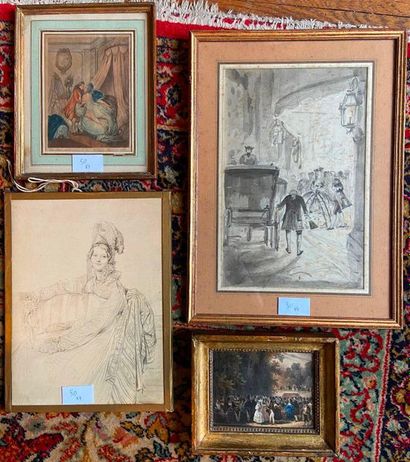 Set of 4 boxes 

Young woman, after Ingres,...