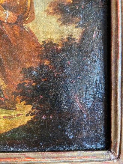 Scène galante de couple dans un bois

Huile...