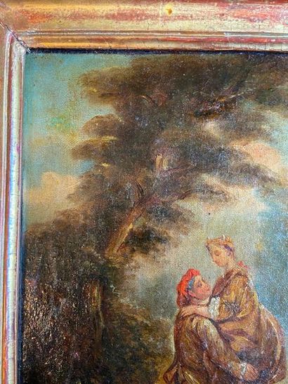 Scène galante de couple dans un bois

Huile...