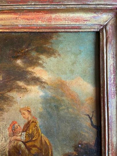 Scène galante de couple dans un bois

Huile...