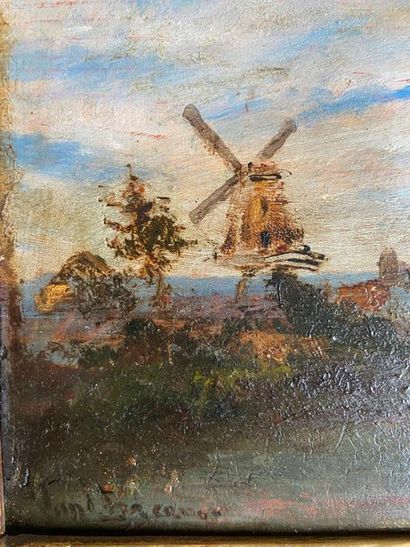 Moulin 

Huile sur panneau

Signature en...