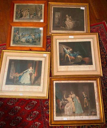 Ensemble de 6 gravures :

Le verrou

Le baiser...