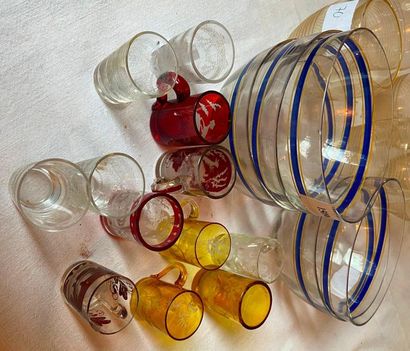 DAUM Nancy, suite de 5 verres à eau en verre.

On...