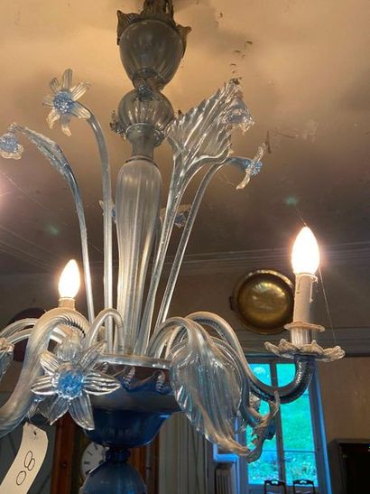 Lustre en verre bleu de Venise

Style Murano

H...