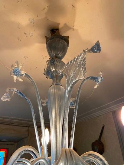 Lustre en verre bleu de Venise

Style Murano

H...