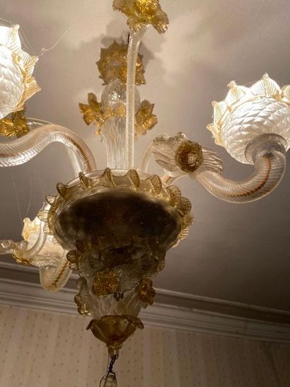 Lustre Venise en verre jaune 

H : 54 cm...