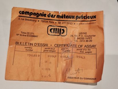 Lingot en or n°738819
Poids brut : 999.9...