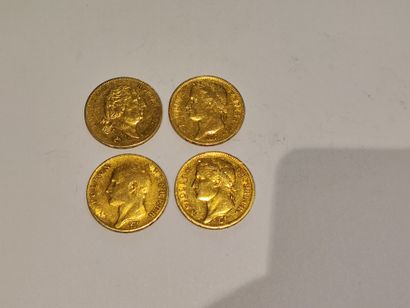 4 pièces de 40 Francs or datées An XIII,...