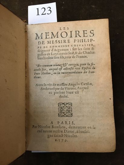 [COMMINES (Philippe de)]. Les Mémoires de...
