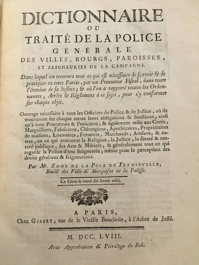 [POLICE]. La POIX de FRÉMINVILLE (Edme de)....