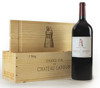 A magnum of Chateau LATOUR 2012 in a wooden...