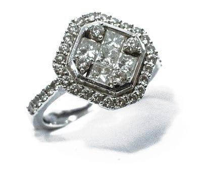 Ring in gold 750 thousandth rhodium, its...