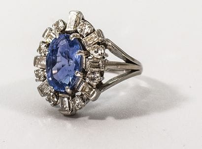 Ring in gold 750 and platinum 850 thousandth,...