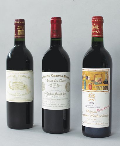 Lot including:
A bottle of CHEVAL BLANC 1993,
a...