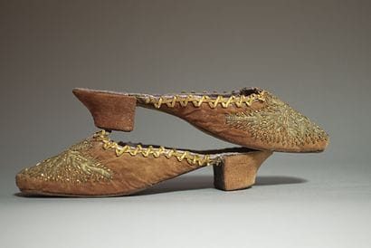 Pair of embroidered mules for women, Ottoman...