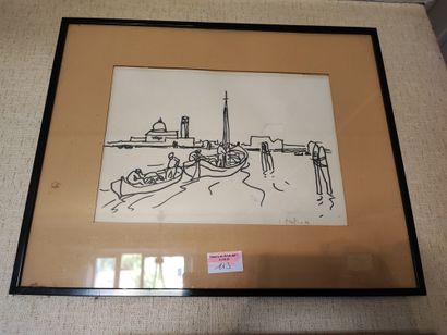 Ecole XXème
Vue de Venise 
Enviton dix dessins...