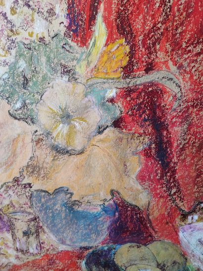 François BRIN 
Nature morte 
Crayon gras...