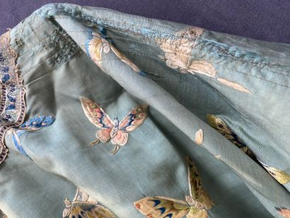 A Ladies' jacket in verdigris silk embroidered...