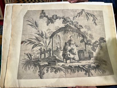 After Pillement. Suite of four Chinese engravings....