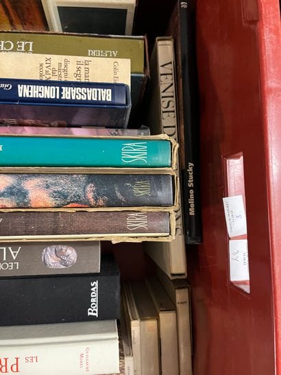 Two cases of art volumes including Millet,...