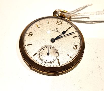 Montre de poche Oméga en or 750°/°°. Mécanisme...