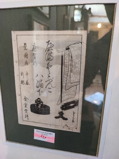 JAPON
Lot d'environ 10 gravures et reproductions...