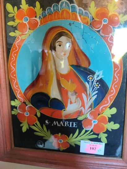 Deux fixés sous verre Saints personnages
XIXème...