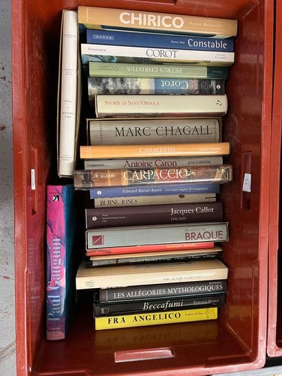 Two cases of art volumes including Chagall,...