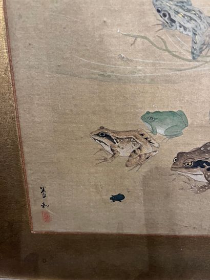 JAPAN
Two screens decorated with batrachians...