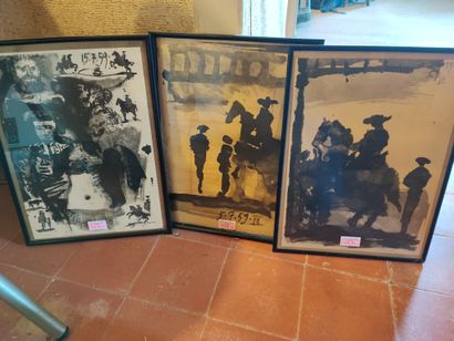 Set of 3 framed reproductions after Picasso:...