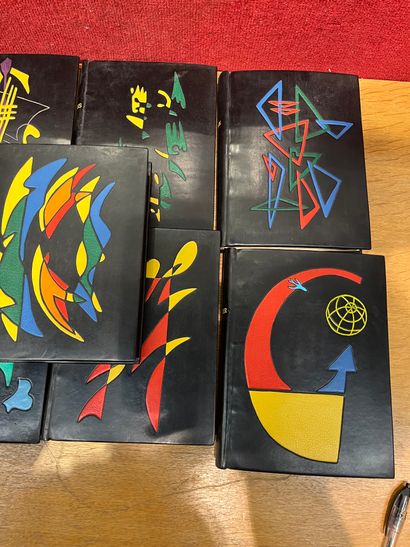 Series of 9 modern bindings. Stock collection....