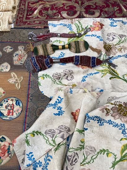 Lot of various textile documents: embroidery,...