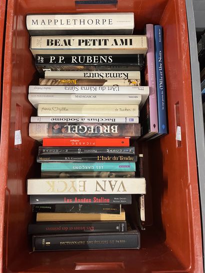 Two cases of art volumes including Romanticism,...