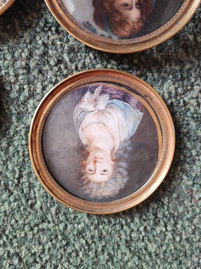 Lot de 4 miniatures Portraits. XVIIIe et...
