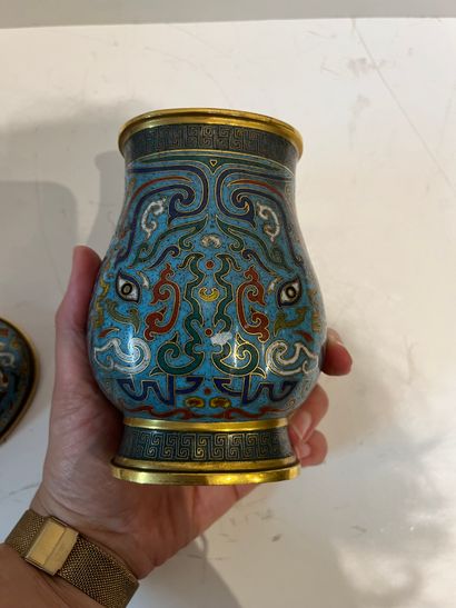 China, Cloisonné enamel covered vase in the...
