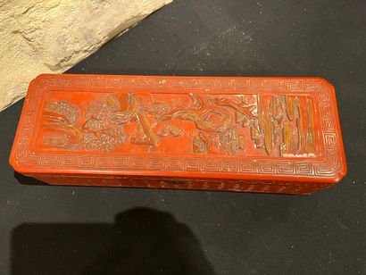 CHINA
Two red lacquer boxes, one decorated...