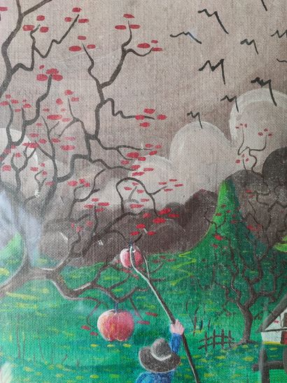 Naive school 
The gardener 
Oil on canvas...