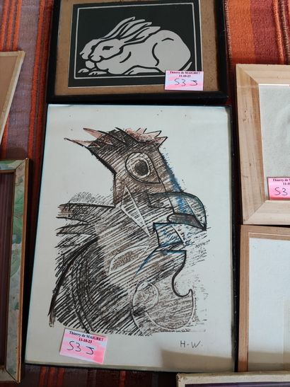 Set of approximately 14 reproductions, framed...