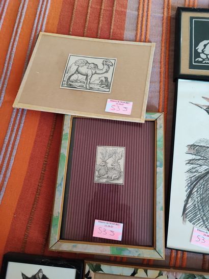 Set of approximately 14 reproductions, framed...