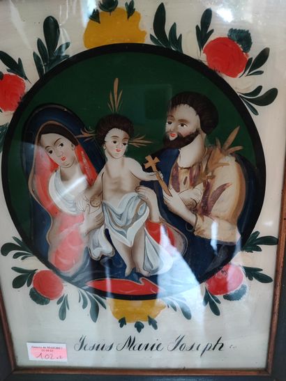 Deux fixés sous verre Saints personnages
XIXème...